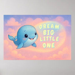 Affiche Bébé mignonne baleine avec devis personnalisé, pép
