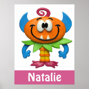 Affiche Bébé Monstre Fête de Naissance de Bébé Fille Nurse