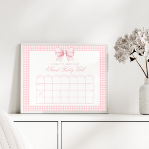 Affiche Bébé mou Rose En vichy Bow Date d'échéance Callend