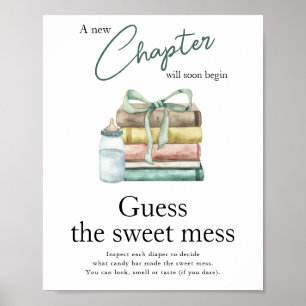 Affiche Bébé nouveau chapitre Baby shower - Devinez le dou