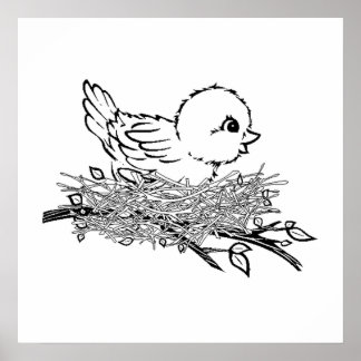 Affiche Bébé Oiseau Dans Le Nid