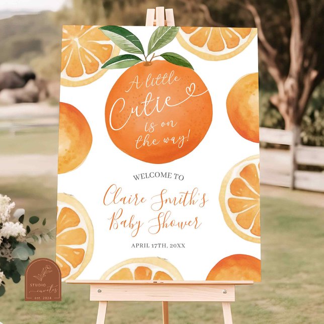 Affiche Bébé Orange Chéri est en route Baby Shower (Créateur téléchargé)