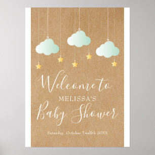 Affiche Bébé paillettes Baby Shower / Bienvenue