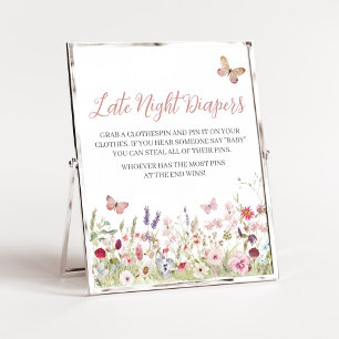 Affiche Bébé papillon fleur sauvage Late Night Diapers