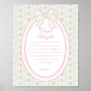 Affiche Bébé Pensées de Couches Florales Fantaisie Vintage