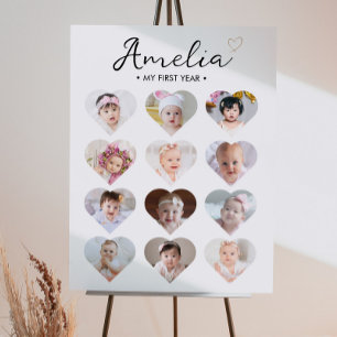 Affiche Bébé Photo Première année Jalon Signe