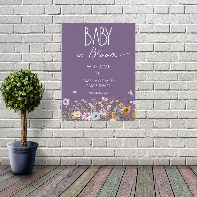 Affiche Bébé pourpre fleur sauvage dans le Baby shower en  (Créateur téléchargé)