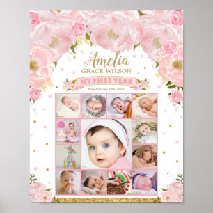 Affiche Bébé Première année Anniversaire Photo Jalon Colla