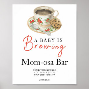 Affiche Bébé prépare du café Baby shower Momosa bar