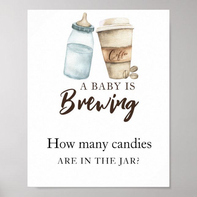 Affiche Bébé prépare du café Combien de bonbons (Devant)