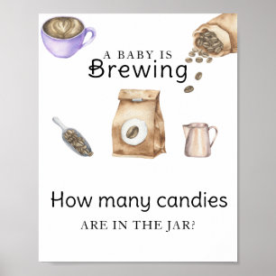 Affiche Bébé prépare du café Combien de bonbons