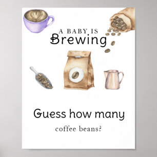 Affiche Bébé prépare du café Combien de grains de café