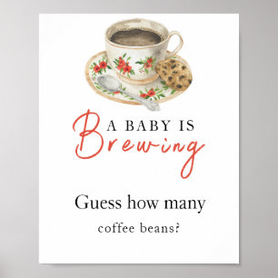 Affiche Bébé prépare du café Combien de grains de café