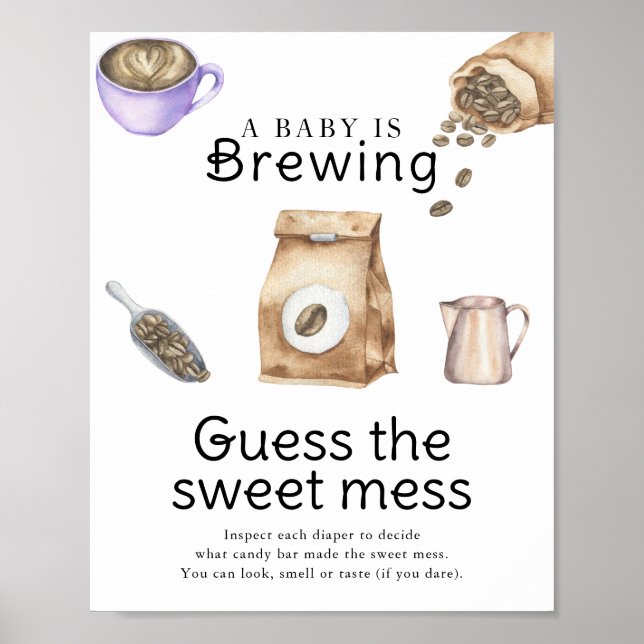Affiche Bébé prépare du café Devine le doux désordre (Devant)