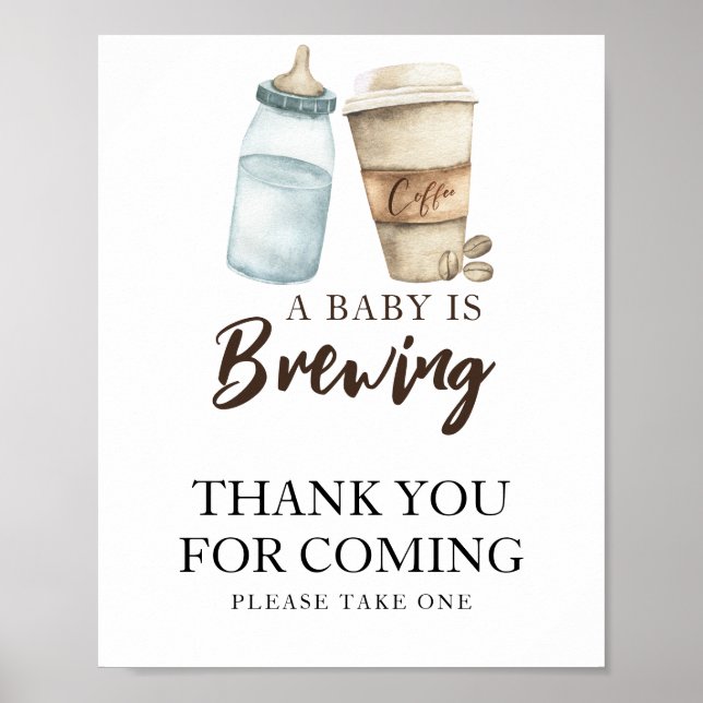 Affiche Bébé prépare du café Merci d'être venu (Devant)