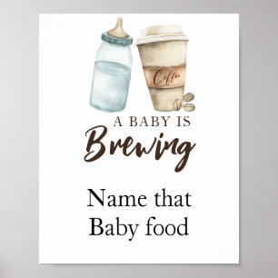 Affiche Bébé prépare du café Nommez cette nourriture pour