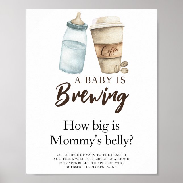 Affiche Bébé prépare du café. Quelle est la taille du vent (Devant)