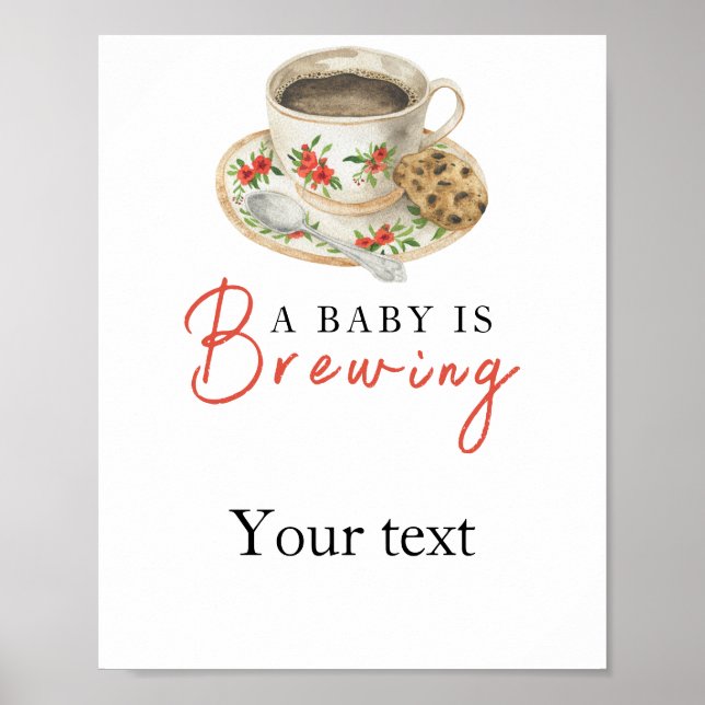 Affiche Bébé prépare du café Votre texte baby shower (Devant)