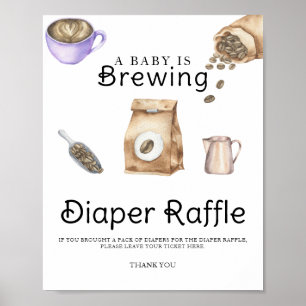 Affiche Bébé prépare une douche pour bébé avec un tirage a