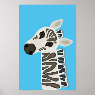 Affiche Bébé primitif mignon Zebra Cartoon Safari Animal