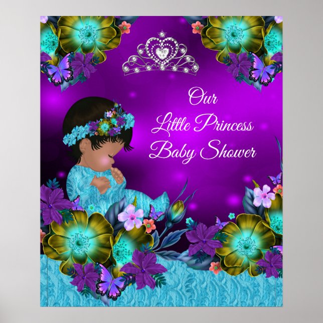 Affiche Bébé Princesse Saumon Bleu Violet Fille 2 (Devant)