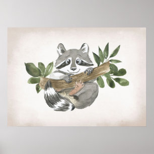 Affiche Bébé Raton Laveur Amoureux de Raton Laveur Art de 