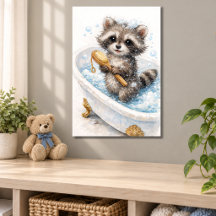 Bébé raton laveur mignon dans un bain moussant