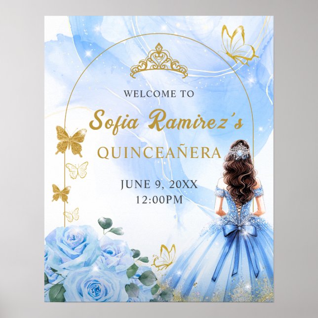 Affiche Bébé Robe Bleue Princesse Quinceañera (Devant)