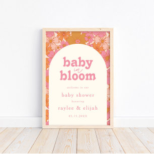 Affiche Bébé rose Boho Super rétro dans l'Affiche de bienv