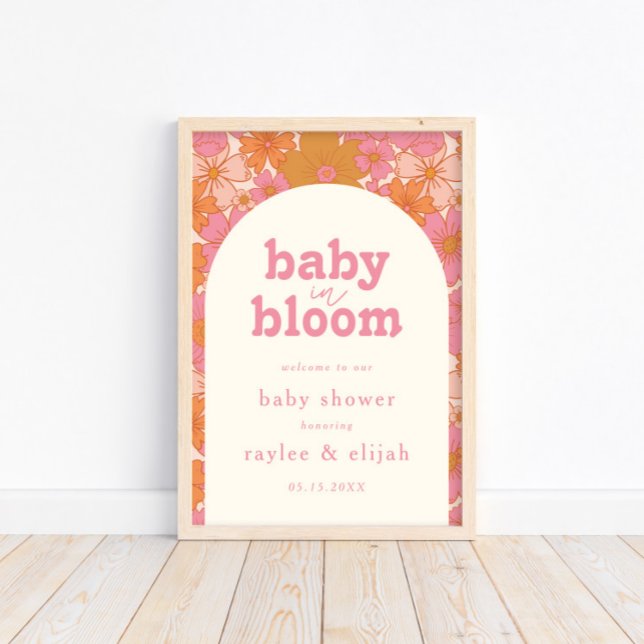 Affiche Bébé rose Boho Super rétro dans l'Affiche de bienv (Créateur téléchargé)