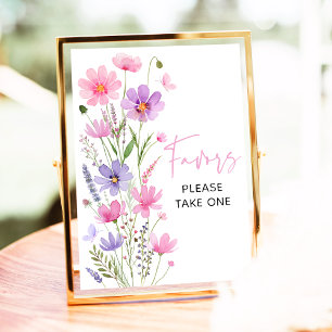 Affiche Bébé rose doux en fleur Faveur Fleur sauvage Signe