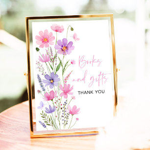 Affiche Bébé rose en fleurs Signe Fleur sauvage Livres et