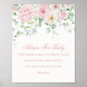 Affiche Bébé rose floral en fleur Conseils pour le Baby sh