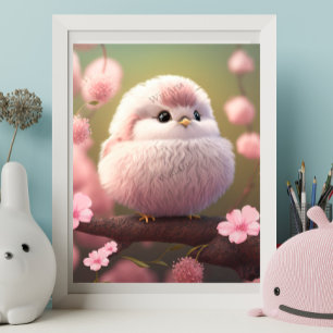Affiche Bébé rose mou sur arbre Floral Art Nursery