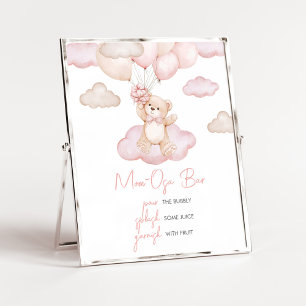 Affiche Bébé rose ours Baby shower maman Osa Bar