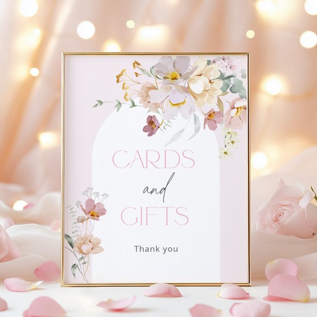 Affiche Bébé rose pâle en fleurs Cartes et cadeaux (Créateur téléchargé)