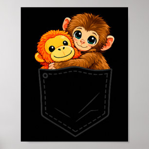 Affiche Bébé singe drôle qui donne des coups de poing et h