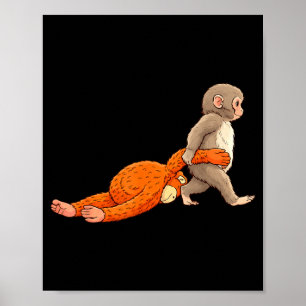Affiche Bébé singe drôle qui donne un coup de poing, anima