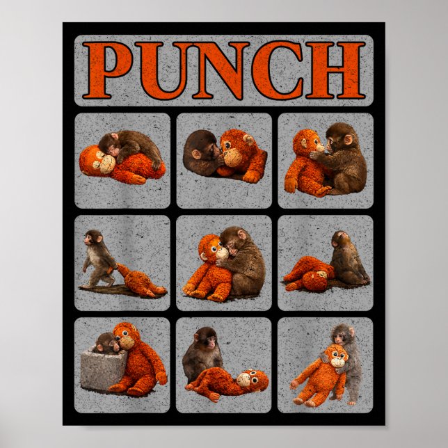 Affiche Bébé singe mignon nommé punch shirt punch monkeyCu (Devant)