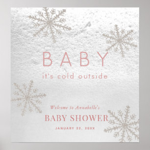 Affiche Bébé son froid dehors Baby shower fille accueil
