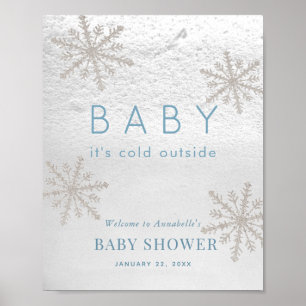 Affiche Bébé son froid extérieur Snowflake Baby shower ble