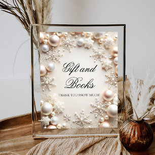 Affiche Bébé son livre cadeau froid à l'extérieur Baby sho