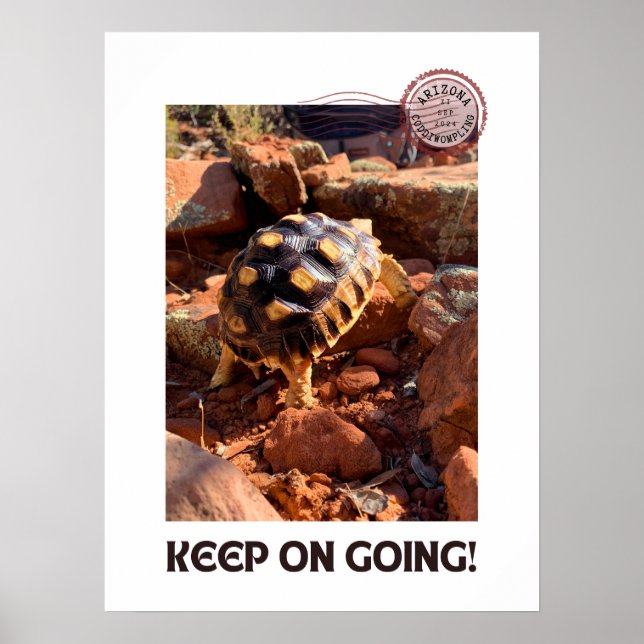 Affiche Bébé Sulcata randonnée à Sedona Red Rocks Arizona (Devant)