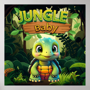 Affiche Bébé Tortue, Caractère d'Animal Tortue Boîte Migno