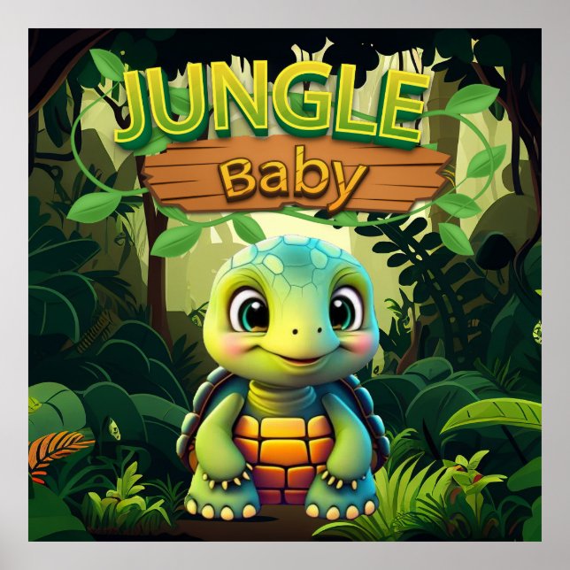 Affiche Bébé Tortue, Caractère d'Animal Tortue Boîte Migno (Devant)