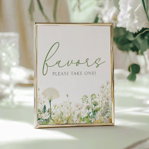 Affiche Bébé Vert En Fleur Fleur sauvage Douche Faveur Sig
