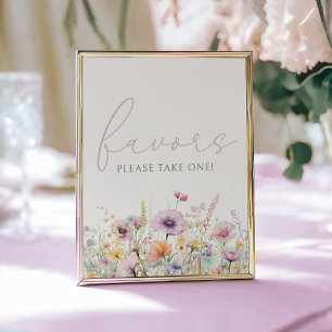 Affiche Bébé Violet En Fleur Fleur sauvage Douche Faveur S