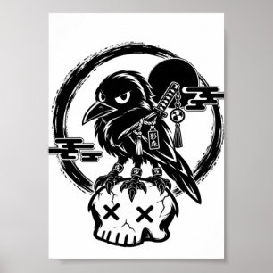 Affiche Bébé Yatagarasu (Corbeau à trois pattes) Sur Crâne