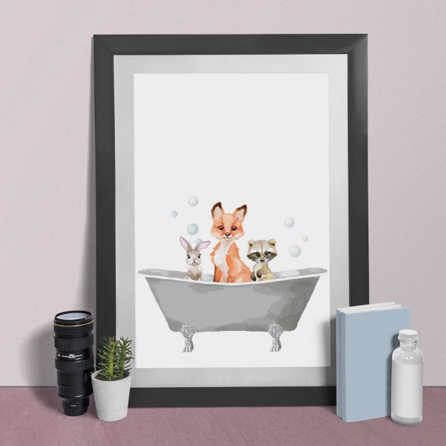 Affiche Bébés Animaux Mignons Dans un Bain de Baignoire (Créateur téléchargé)