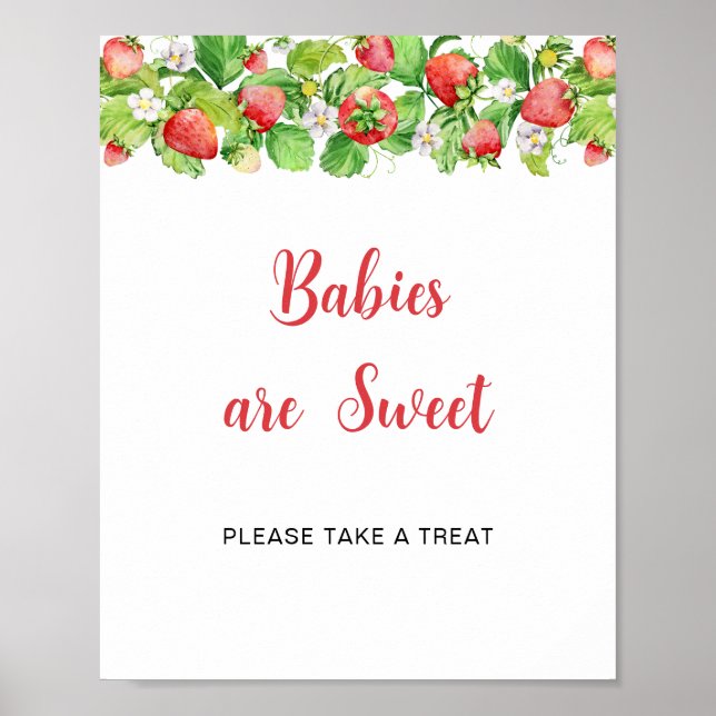 Affiche Bébés aux fraises sont doux Panneau de table (Devant)